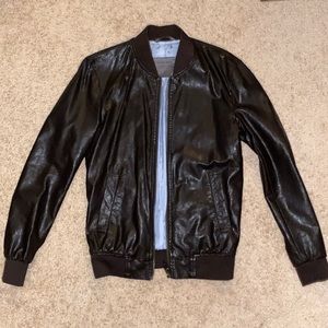 Zara Men’s black Leather Jacket Size Small